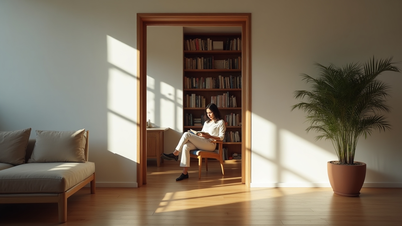 Organized minimalist living room